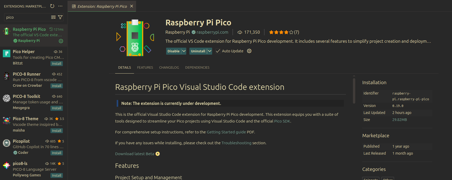 VSCode Extension for Raspberry Pi Pico